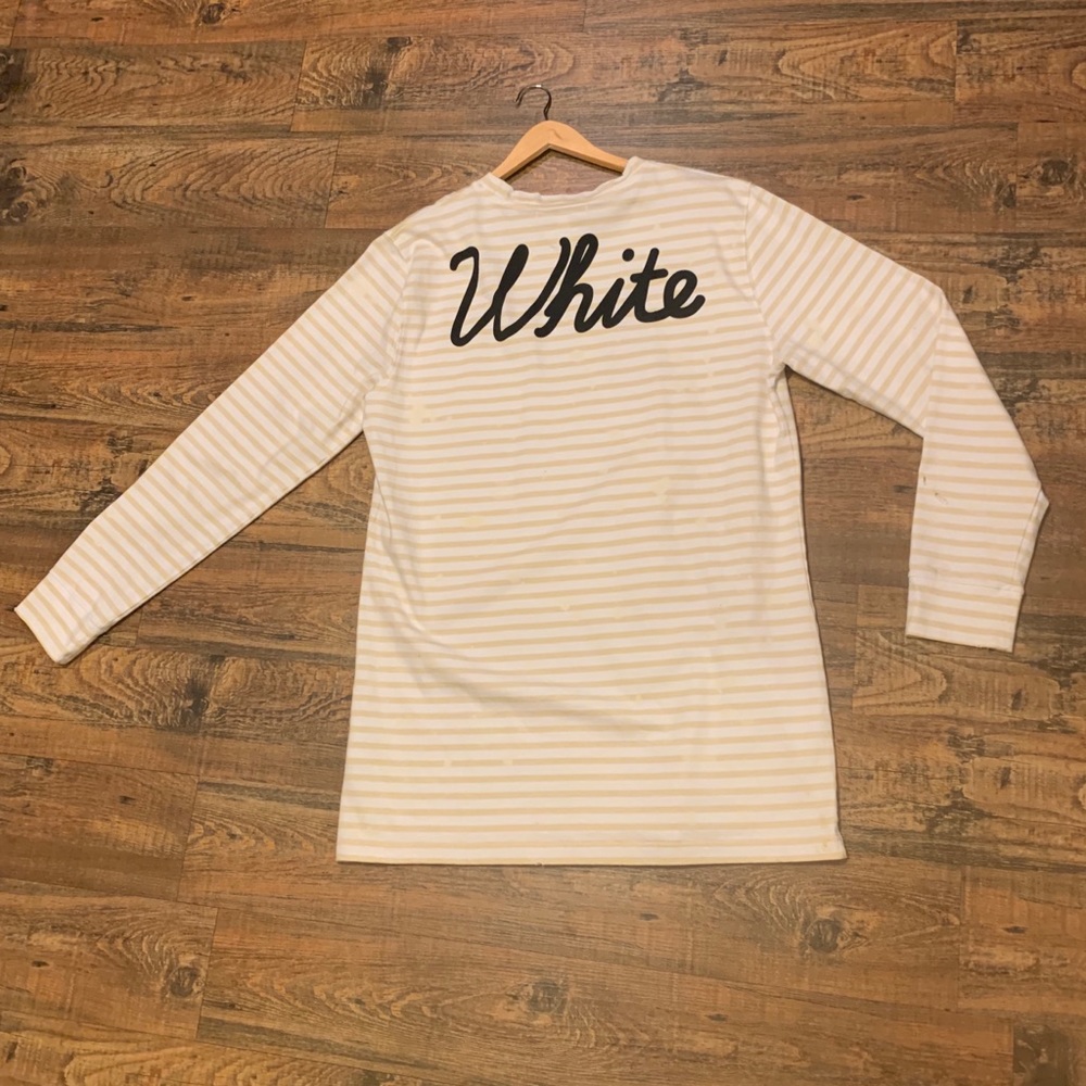 Off-White Distressed LS Tee